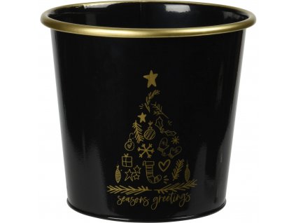 Kovový vánoční kbelík, černý, 10 x 11 cm