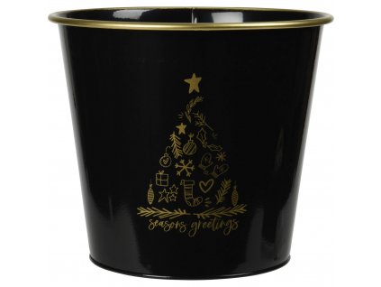 Kovový vánoční kbelík, černý, 23 x 20,5 cm