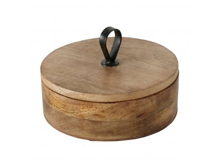 Kulatá krabička KABIR, mangové dřevo, Ø 19 cm
