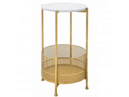 Kávový stolek s košem, zlatá konstrukce, ? 35 cm