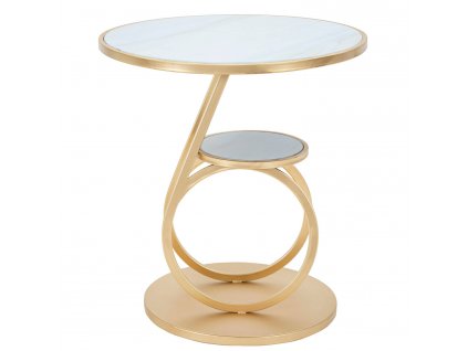 Pomocný stolek, kulatý, zlatá konstrukce, ? 55 cm