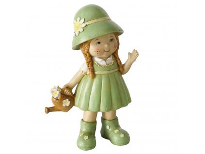 Dekorační figurka, dívka v zelených šatech SASKIA, výš. 15,5 cm