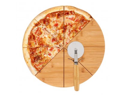 Bambusové prkénko na pizzu, ? 35 cm + nůž