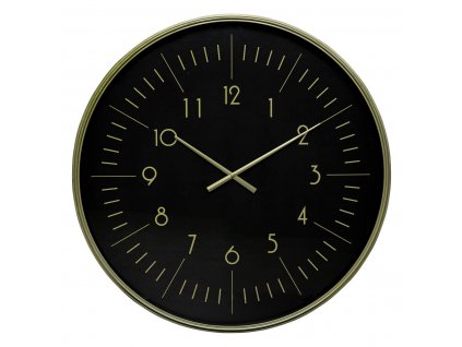 Nástěnné černé hodiny ALFIE, zlatý ciferník, velké, ? 75 cm