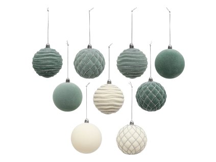 Sada vánočních koulí s brokátovým vzorem, Ø 8 cm