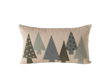 Dekorační polštář s vánočními stromečky z látky boucle MALI, 30 x 50 cm