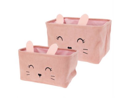Úložné koše na hračky CUTIE s ušima, manšestrové, 2 ks