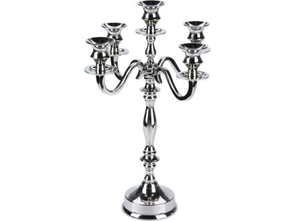 Stříbrný svícen, kandelábr na 5 svíček, 39 cm