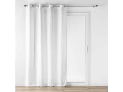 Béžová záclona s efektem lnu, LUOLINE, 140 x 280 cm