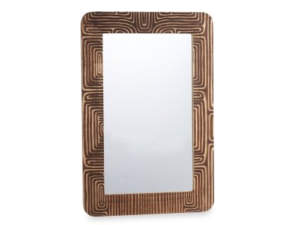 Nástěnné zrcadlo v mangovém dřevěném rámu LINES&CURVES, 60 x 90 cm, hnědé