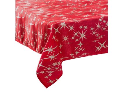 Vánoční ubrus STARS SPARK, červený 140 x 240 cm