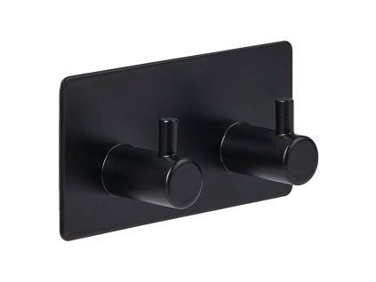 Samolepicí háček STIKY + 2 háčky, nerezová ocel, 9 x 2,8 x 4,5 cm, černý