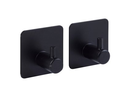 Sada 2 samolepicích háčků STIKY, nerezová ocel, černé