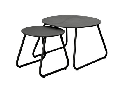 Sada kovových odkládacích stolků, Ø 40 cm, Ø 60 cm, černá barva
