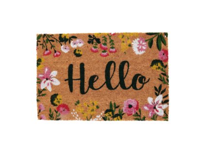 Rohožka s květinovým vzorem a nápisem HELLO, 59 x 39 cm