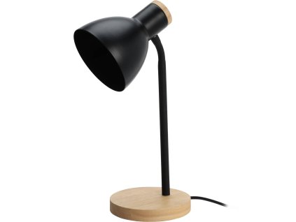 Stolní lampa v skanidinavském stylu, dřevěná podstava, 14 x 36 cm, černá