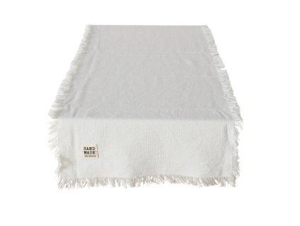 Dekorativní běhoun z bavlny, 140 cm, LENEA, bílý