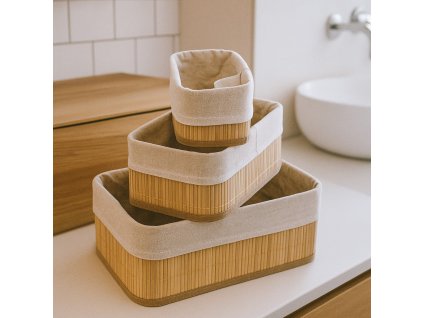 Sada bambusových úložných košíků VINNO