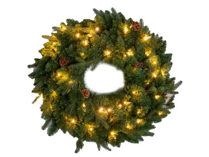 Vánoční LED věnec s borovými šiškami, Ø 60 cm