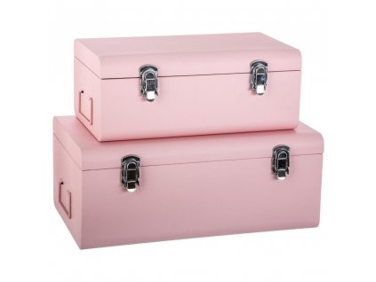 Krabička, krabice ,kontejner pro uchovávání, box, dekorativní krabice, box s rukojetí - 2 ks, růžová barva