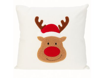 Dekorační polštář, vánoční vzor, bílý 44 x 44 cm, stromek