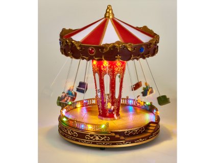 Vánoční LED kolotoč s hudbou a pohyblivými figurkami, 21 x 27 cm