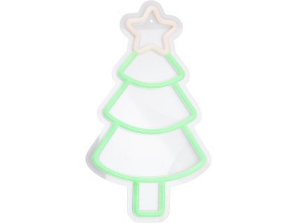 Vánoční neonový nápis na zeď stromek, LED, 23 x 22 cm