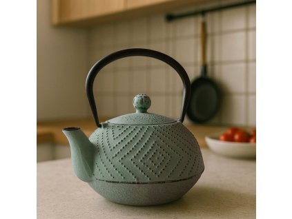 Litinová čajová konvice s filtrem KAMIN, 900 ml, zelená