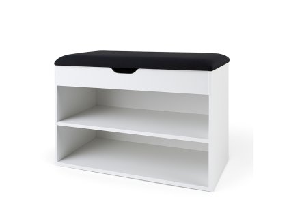 Botník bílý se sedákem LEVA, 60 x 30 x 47 cm