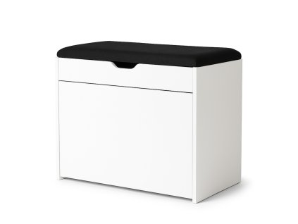 Botník bílý se sedákem a výsuvnými policemi VAULT , 57 x 30 x 53 cm
