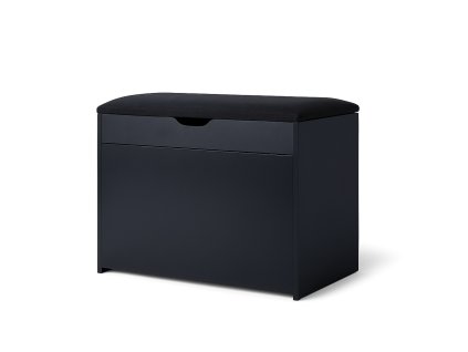 Botník černý se sedákem a výsuvnými policemi VAULT , 57 x 30 x 53 cm