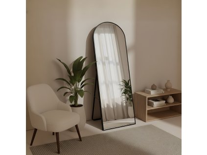 Velké stojací zrcadlo FRAM černé, 150 x 50 cm