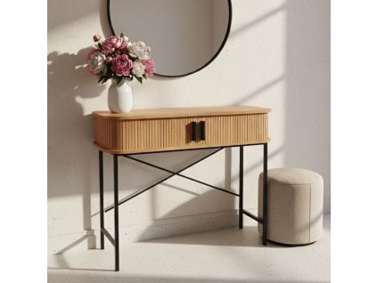 Konzole SCAVA s posuvnými dveřmi, drážkovaná, 100 x 35 x 80,5 cm