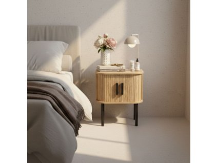 Noční stolek SCAVA, drážkovaný, 40 x 40 x 53 cm