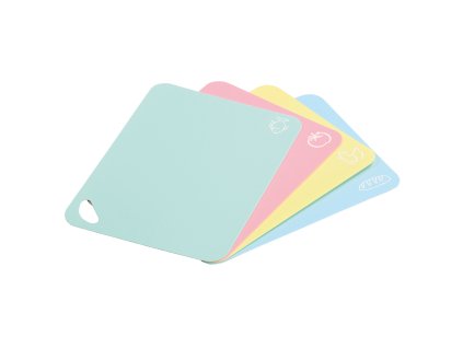 Sada  pastelových prkének na krájení s nožem, 4 kusy, 38 x 29 cm, Kesper