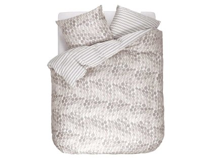 Komplet povlečení z bavlněného saténu v moderních vzorech, šedý, 200 x 220 cm, Esprit