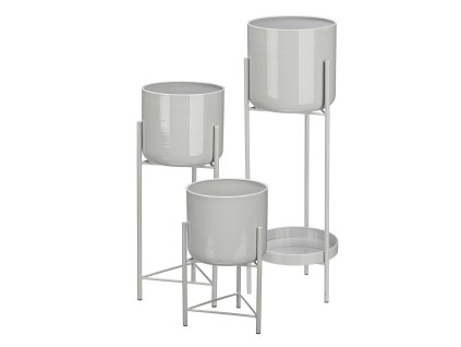 Sada květináčů v různých velikostech, kov, 3 ks