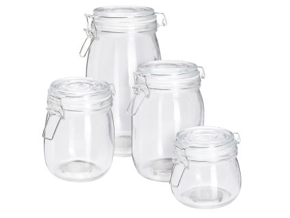 Skleněné dózy s klipem RESO, 4 kusy