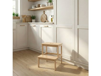 Bambusová stolička se schůdkem KROK, výška 46 cm, přírodní