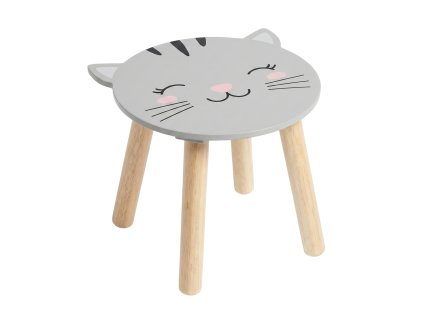 Dřevěná dětská stolička SAFARI s motivem kočky, 28 cm
