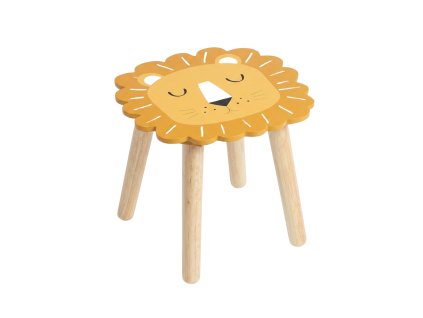 Dřevěná dětská stolička SAFARI s motivem lva, 28 cm