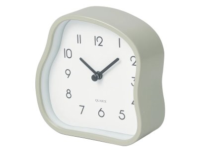 Stolní hodiny AMORPH organického tvaru s proskleným čelem, šedý, 12 cm