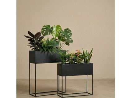 Kovové podlouhlé loftové stojany na květiny TINO, 2 ks