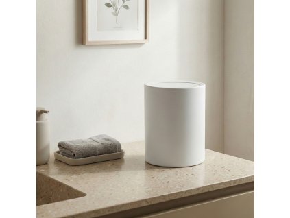 Koupelnový odpadkový bílý koš RUND, 6 l