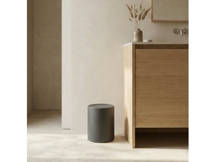 Koupelnový odpadkový černý koš RUND, 6 l