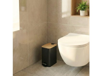 Úzký koupelnový koš černý VEDA, 5 l