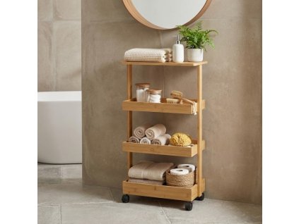 Pojízdný kuchyňský regál s policemi HYGA, 87,5 cm