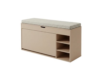 Botník černý se sedákem a výsuvnými policemi GRADIA, 100 x 34 x 50 cm - béžový