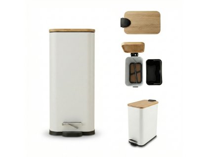 Úzký koupelnový koš bílý VEDA, 5 l