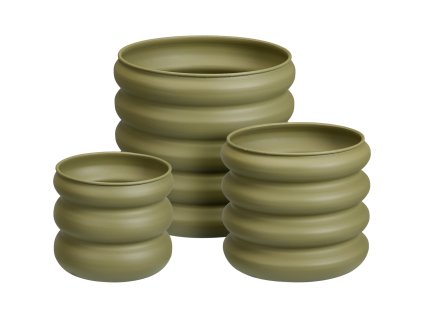 Sada 3 ocelových květináčů - zelená